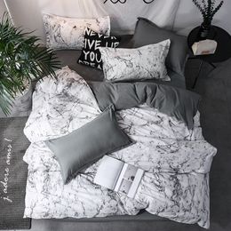 Luxury Bedding Set Duvet Cover Sets 3pcs Marble Super King Size Single Swallow Queen Black Comforter Bed Linens Cotton 200x200 Y200111