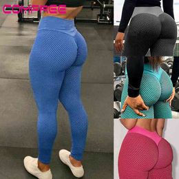 Women Yoga Pants High Waist Butt Lifting Anti Cellulite Workout Leggings Tummy Control Sport Leggings Fitness Textured Tights H1221