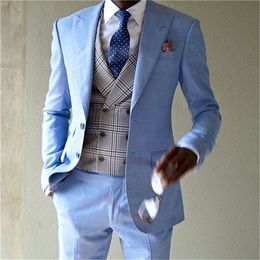 Hot Selling Groomsmen Peak Lapel Groom Tuxedos Two Buttons Men Suits Wedding/Prom/Dinner Best Man Blazer ( Jacket+Pants+Tie+Vest ) K717