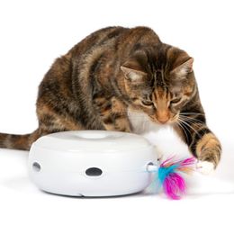 Electronic rot Cat Toy Smart Teasing Cat Stick Crazy Game Spinning Turntable Catch Mouse Donut Automatic Turntable Cat smart Toy LJ201125