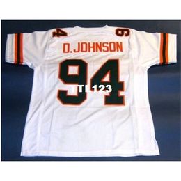 CUSTOM MIAMI HURRICANES Men #94 DWAYNE JOHNSON UNIVERSITY College Jersey size s-4XL or custom any name or number jersey