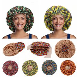 11 Styles Hair Care Bonnet Printing Dome Nightcap Elastic Frontal Head Wrap Women Edge Headband Bags Bath Cap LJJP697