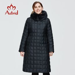 Astrid New Winter Women's coat women long warm parka Plaid Jacket with Rabbit fur hood large sizes female clothing AR-9211 210203