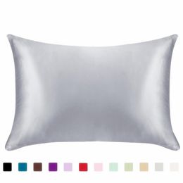 20*26inch Artificial Silk Satin Pillowcase 13 Colors Ice Silk Pillow Case Zipper Pillow Cover Double Face Envelope Bedding Pillow Cover