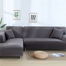 Solid Colour Elastic Sofa Cover for L Shaped Sectional Corner Chaise Longue Sofa Stretch Couch Cover Slipcovers for Living Room 201119