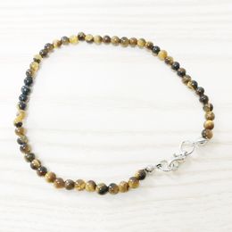 MG0139 Wholesale A Grade Tiger Eye Stone Anklet High Quality Handmade Mala Bead Anklet 4 mm Mini Gemstone Jewelry