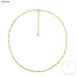 ANDYWEN 925 Sterling Silver Gold Locker Chain Choker Necklace New 2020 Long Line Jewels Rock Punk Fashion Luxury Fine Jewellery Q0531