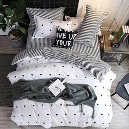 Black and White Color Stripe Sets Twin/Full/Queen/King/Super King size Quilt Cover Bed Sheet Pillowcase Bedding Set Y200417