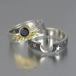 Cluster Rings Unique Love Trend Sun Moon Type Double Layer Men And Women's Universal Alloy Ring Couple Lovers Finger Paired