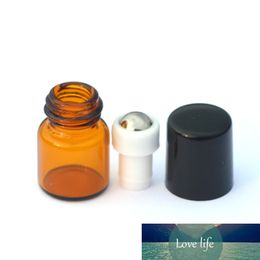 Refillable 5pcs Mini Amber Roll Glass Bottles Essential Oils Sample Bottle Perfume 1ml Roll on Bottle