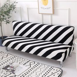 Black White Line Sofa Bed Cover Folding chair seat slipcovers stretch covers cheap Couch Protector Elastic Futon bench Covers LJ201216