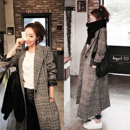 Fall Clothes For Women Autumn Winter New Korean Jacket Ladies Fashion Plaid Trench Coat Slim Long Wool Coat Women Clothing 201216