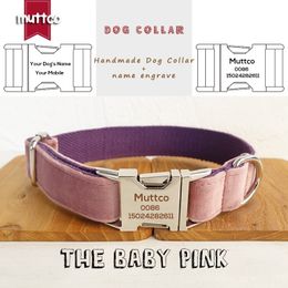MUTTCO Engraved dog collar walking training dog leash custom puppy name THE BABY PINK security training UDC080 201125