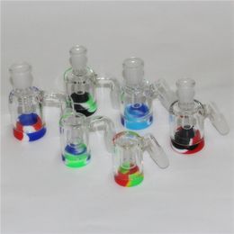 Smoking 14mm 18mm Reclaim Catcher Adapter Ashcatcher Glass Ash Catchers Percolator for Bong with 4mm quartz banger 5/7ml silicone containers