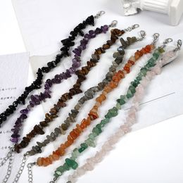 Irregular Natural Crystals Stone Bracelet Beads Chips Jewellery Stretch Bracelets Bangles Wristband For Women Girls