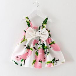 Party Dresses Wholesale- 2021 Ruffles Girl Sleeveless Floral Print Cute Bowknot Children Clothing Kids Girls Dress Denim Clothes Ma2031