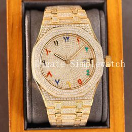 Full Diamond Mens Watch Automatic Mechanical Watches 40mm Diamonds Bezel Sapphire Business Wristwatch Montre de Luxe Gifts for Men