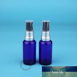20pcs/Lot 30ml Glass Blue Empty Essential Oil Bottle Lotion Pump 1oz/ 30cc Refill Parfum Women Makeup Tools Container Pot