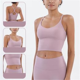 Women Yoga Skinny Vest Fashion Trend Sexy Suspenders Sports Vest Bra Short Tops Female Nudity Back Fitness Running Underwear Shockproof Bra