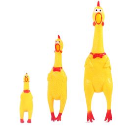 2022 new 17CM Small Size Yellow Mini Screaming Rubber Chicken Pet Dog love Toys Squeak Squeaker Chew Gift