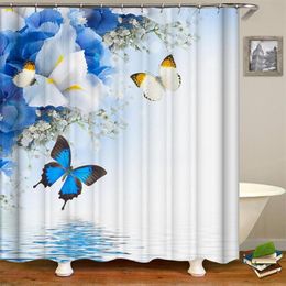 Butterfly Shower Curtain Beautiful Stone Country Style 3D Art Print Waterproof Bathroom Accessories With Hooks T200711