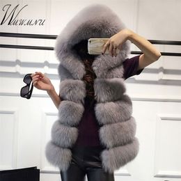 Spring New Hoodies Fake Fur Vest Women Fashion Warm Slim Sleeveless Waistcoat Fur Gilet Big Size 4xl Faux Fox Fur Overcoat 201210