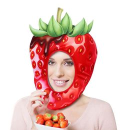 NEW Strawberry Hat Cosplay party Christmas Santa Hat Cute fruit Cartoon Creative food Hats New Year Xmas Party Ornament Decoration Prop