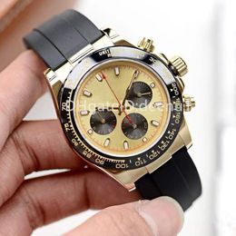 Men's Automatic Watch 40mm Rubber Strap Stainless Steel Case Three Eyes Sapphire Waterproof Watches Luxusuhr montre de luxe