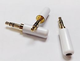 3.5mm 3 Pole Stereo Male Plug Repair Audio Earphones TRS Connector, Soldering, White Color/10PCS