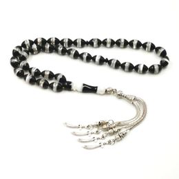 turkish design Tasbih 33 Black Resin Beads Gift for men tasbih bracelet Islam bracelet Man's Muslim Misbaha rosary Y200730