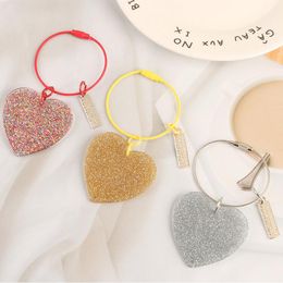 Keychains Creative Shiny Colour Heart Key Ring Rectangular Text Metal Listing Keyfob Accessories Couple Bag Airpods Chains Gifts