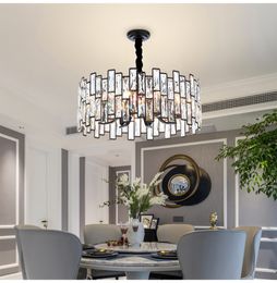 Modern Crystals Black Chandelier for Living Room Bedroom Dining Room in the Hallway Art Design Round LED Hanging Lamp