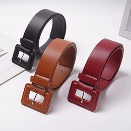 Belts Design Women Pu Leather Wide Belt Girls Needle-free Smooth Buckle For Dress Decorate Waistband Solid Strap