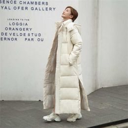 Thick Long Down Parka Women Jacket Hooded Winter Coat Female Fashion Jackets Long-Sleeved Parkas Women's Clothing 211216