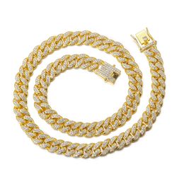 18k Gold Finish Iced Out Hip Hop CZ Miami Cuban Chain Necklace Thick Miami Cuban Link Chain Hip Hop NecklaceChristmas gift