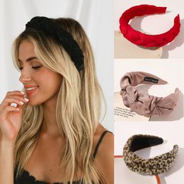 Woman Vintage Solid Hairband Women Leopard Bezel Headband Girls Turban Hair Accessories Ornaments Retro Taira