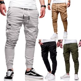 Mens Causal Striped Cargo Pants Fashion Trend Sports Skinny Fitness Drawstring Trousers Designer Male Spring Running Casual Baggy Pants