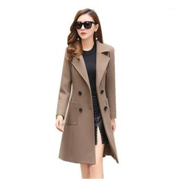 2018 New Wool Coat Female Winter Fashion Long Outwear Woollen Slim Coat Suit-dress Parka Overcoat Women's Jacket Casacos Mujer1