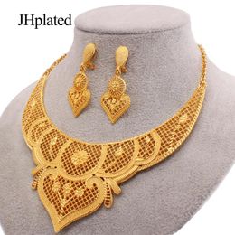 dubai gold bridal jewellery Canada - Earrings & Necklace Dubai Fashion Luxury Gold Plated Filled Designer Jewellery Set Collares Wedding Bridal Gifts Jewelry Sets