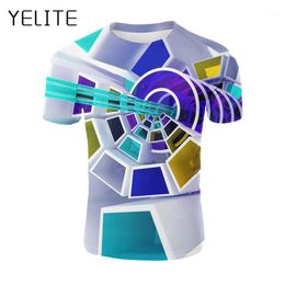 Men's T-Shirts YELITE Tecnology Printed T Shirt Colorful T-shirt Creative Hole Pattern Tshirt Fashion Mens Tops Summer City Night 3d Tshirt1