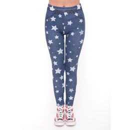 Fashion leggins mujer Blue Jeans With Stars Printing legging sexy feminina leggins fitness Woman Pants workout leggings LJ201006