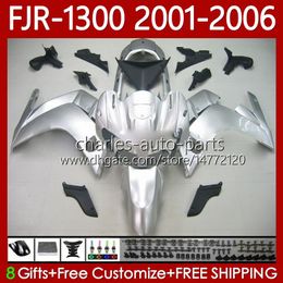 OEM Bodywork For YAMAHA FJR-1300 FJR 1300 A CC FJR1300A 01-06 Moto Bodys 106No.19 FJR1300 01 02 03 04 05 06 FJR-1300A 2001 2002 2003 2004 2005 2006 Fairing Kit Light silver