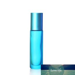 3pcs 10ml Portable Frosted Light Blue Thick Glass Roller Essential Oil Perfume Bottles Travel Refillable Rollerball Bottle