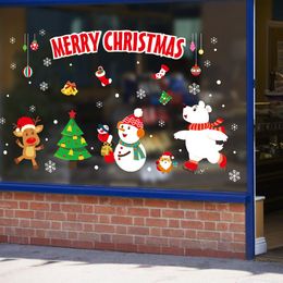 Cartoon waterproof Santa Claus shop window glass door sticker Christmas day wall sticker wallpaper DIY self adhesive