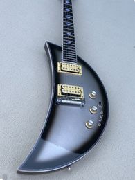 New Arrival Moon Shape,Electric Guitar,Silver Gray,Electronic Instrument,Portable Travel Stringed Instrument