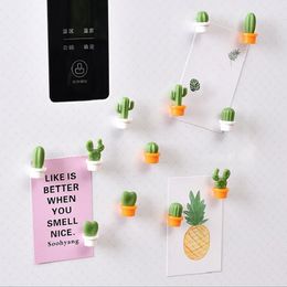 6 Pcs Cute Mini Cactus Bonsai Fridge Magnets Refrigerator Stickers Succulent Green Plant Magnetic Sticker Kitchen Accessories