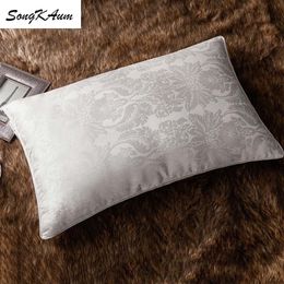 SongKAum 100% Mulberry Silk pillow child adult household health care pillows 100% Cotton Satin jacquard Cover Neck guard 201130
