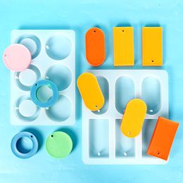 Silicone Soap Moulds 6 Cavity Round Rectangle Shape DIY Arts Crafts Mould for Soap Epoxy Resin Pendant Making