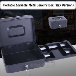 High Quality 6-8-10 Portable Jewellery Safe Box Cash Storage Box With 2 Keys And Tray Lockable Security Safe Box Durable Steel221Y