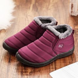 Boots Snow Men Women Winter Warm Plush Faux Fur Ankle Female Slip On Flat Casual Shoes Waterproof Ultralight Footwear